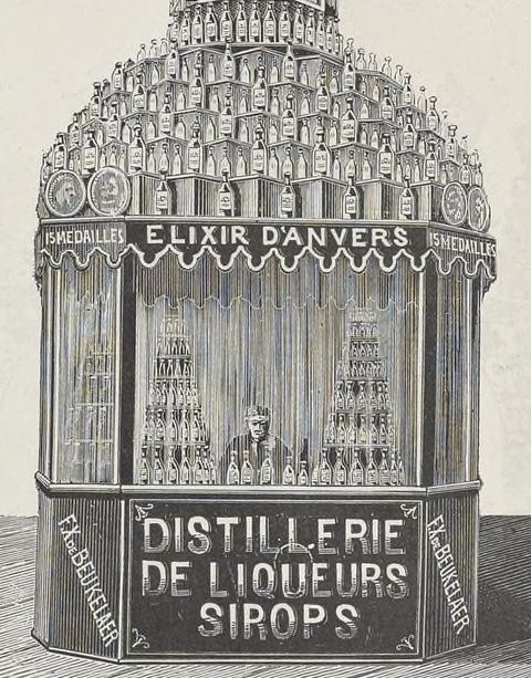 Elixir d'Anvers advertisement from the 1885 Antwerp Universal Exhibition catalogue